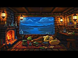 Medieval Night with Gentle Rain & Fireplace Sounds for Sleep
