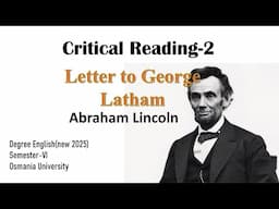 Letter to George Latham by Abraham Lincoln degree eng sem6 #letter_to_george_latham #SEM6_SUMARY_PDF