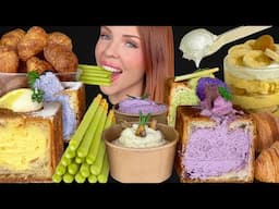 ASMR MUKBANG, Pistachio Cube Croissant, Ube Desserts, Lemon Cream, Taro, Banana Pudding, Crunch 먹방