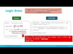 Syntax and Logic Errors, and Refining Algorithms