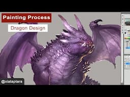 Creature design: Purple Dragon concept art Painting Process