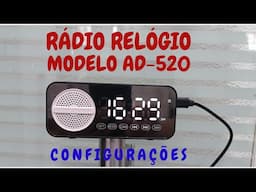 Rádio relógio digital modelo AD-520 CONFIGURAÇÕES