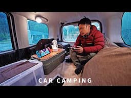 [Car camping in the rain] Car camping in a new minivan is so much fun [Nissan Serena C27]
