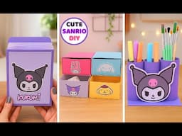3 CUTE SANRIO Paper Crafts 💖 Adorable DIY Desk Organizer - Pen Holder, Drawers & more!