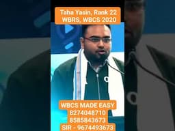 Taha Yasin, WBRS, 2020. Rank 22 in WBCS 2020 in WBRS #WBCSMadeEasy