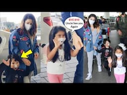 Sunny Leone CUTE Kids Saying Bye To Media At Airport Is So Adorable!!