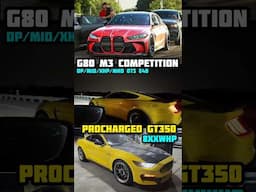 PROCHARGED GT350 8XXWHP VS BMW G80 M3 COMPETITION BOLT ONS E40 OTS MHD #racing #carracing #mustang