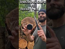 Throwing Knife VS Hockey Puck #knifeskills #knifethrowing #shorts