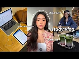 study vlog | VERY productive days in my life: library study, notetaking, what i eat & daily routines