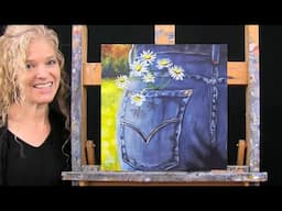 DERRIERE DAISIES- Learn How to Draw and Paint with Acrylics- Easy Beginner Acrylic Painting Tutorial