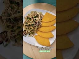 Breakfast Shorts: Cabbage with Jerked Pork Served with Arepas #cooking