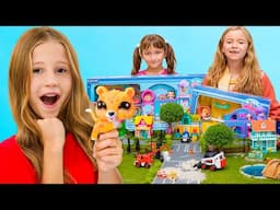 Nastya giải thích các quy tắc an toàn trong thành phố cùng với những món đồ chơi