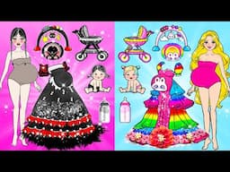 Rainbow VS Black Pregnant Dress Up & Decor Room - Barbie's New Home Handmade - Woa Doll Channel