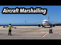 Aircraft marshalling signals to pilot leading Boeing 737-800NG its parking stand #flying 🛩️ #jet