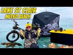 Ice Fishing Lake St Clair for Perch + Walleye in MARCH (Catch and Cook) 2025