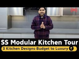 SS Modular Kitchen Design Ideas | 3 LIVE Demos with Features, Finish & Rates!