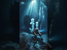 Submersible and Divers Explore Sunken Ship