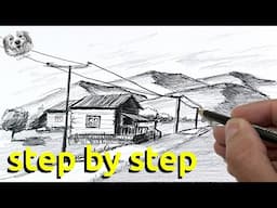 How to DRAW a House in One Point Perspective: Drawing Tutorial for Beginners Narrated