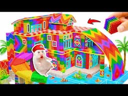 Build MOST Wonderful Mud Villa Has Twin Water Slide To Gorgeous Swimming Pool - Magnet Balls