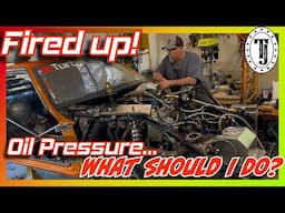 Fired up!  It runs again, but we might have an issue!  What do you think about this oil pressure?