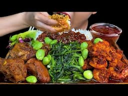 MUKBANG\\SPICY SHRIMP, SPICY CHICKEN AND CHICKEN LIVER, WATER SPINACH, STINK BEAN