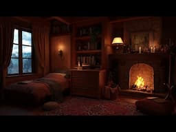 Cozy Rainy Corner – Night Rain & Fireplace | Beat Insomnia with Rain Sounds, Relax, Study, Meditate