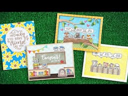Intro to Simply Celebrate Hangouts & Daisy Bloom Background Stencils + four cards start to finish