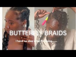Trying butterfly braids crochet method, practicing hairstyles