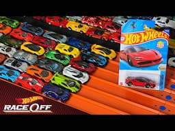 Hot Wheels Ferrari SF90 Stradale vs 30 Exotic Supercars Drag Race Tournament
