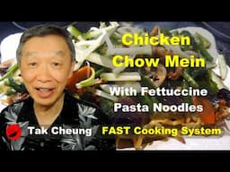 Chicken Chow Mein with Fettuccine Pasta Noodles.  Great flavor and easy to make.