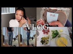 VLOG | grwm, HUGE jean haul (mother denim, re/done, agolde), day in my life, & a quick dinner idea!