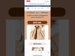 Modelo de loja virtual de roupas de criança feita com template editável no Canva