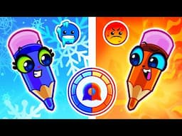 Funny Drawing Pencils | Hot VS Cold | Opposites Challenge Day | Safety Rules For Kids