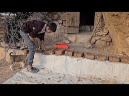 Making bricks by Nima in the mountains to build a hut