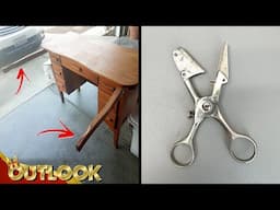 What Are These Weird Arms On This Old Desk And These Scissors Donated To Our Church Sewing Group?