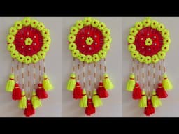 Super Easy Woolen Flower Wall Hanging Craft | Woolen Thread Craft Ideas | Woolen Wall Hanging Design