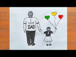 Father's Day Drawing / How to Draw Father's Day Drawing Easy Steps / Happy Father's Day Drawing