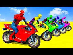 GTA V SPIDER-MAN & SHARK Mcqueen Mack Truck Hauler New Epic Stunt Challenge Over Sea