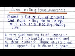 Speech writing on drug abuse awareness in English | Speech writing on drug abuse | Drug Abuse speech