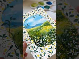 Mixed media landscape in watercolors, gouache, colored pencils, crayons #landscapepainting