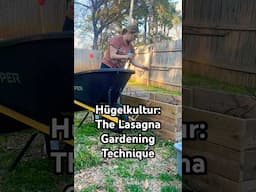 Hügelkultur AKA lasagna gardening for layering raised beds. #shorts #gardening #hugelkultur #garden