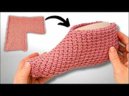 ONE PIECE Tunisian Crochet Slippers - Easy Crochet Tutorial