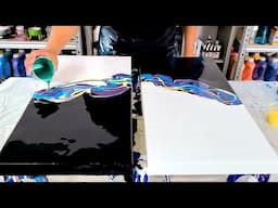 Going BOLD! - Split-Base with Gorgeous Metallic Green & Blue! - Fluid Art - Acrylic Pouring