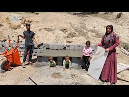 Building a water reservoir platform in the heart of nature: Kulthum and Isa on a busy spring day 🧱🌿