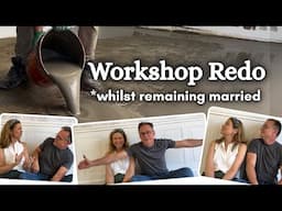 I'm turning my garage into my dream workshop! Floor leveling, custom workbench, & new staging wall!