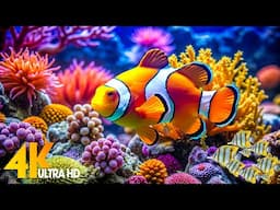 Aquarium 4K VIDEO (ULTRA HD) 🐠 Beautiful Coral Reef Fish - Relaxing Sleep Meditation Music