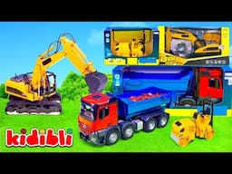Zabawki Ekskawator Naprawia Drogę! 🚧 Ciężarówki Budowlane i Zabawki Edukacyjne dla Dzieci | Kidibli