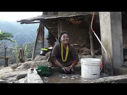 Organic village life || Washing and drying clothes in the village
