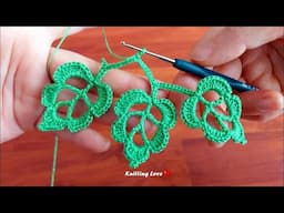 Gorgeous Glamorous 🌿 Irish Crochet Lace Motif | Sprig of Leaves Tutorial | Irish Lace Crochet 2025