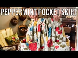 The Peppermint Pocket Skirt sewn with vintage linen fabric from my stash! [FREE SEWING PATTERN]